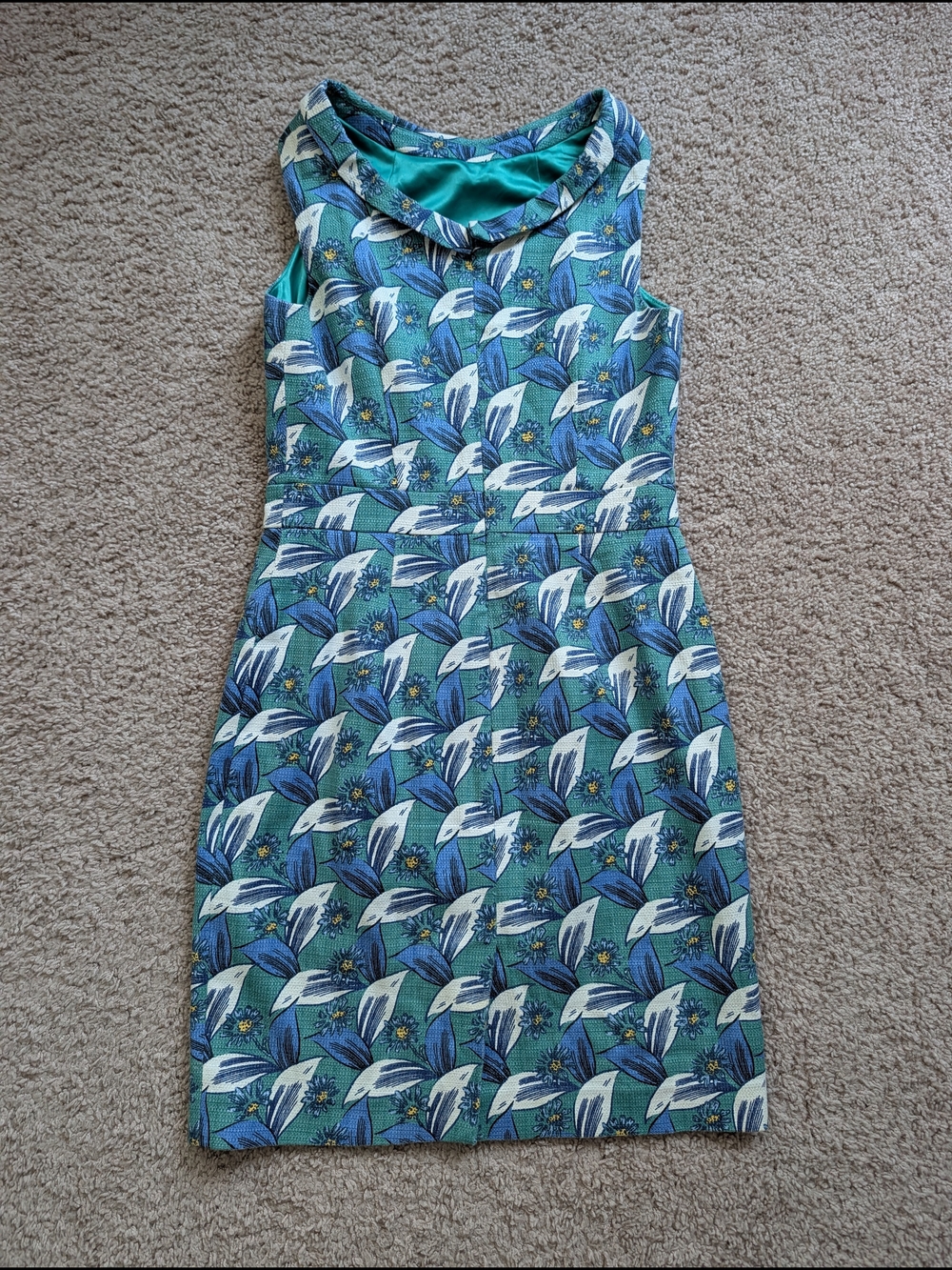 Boden Womens Blue Green Martha Sleeveless Floral Printed Sheath Midi Dress 8R - Picture 6 of 13